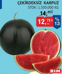 ÇEKİRDEKSİZ KARPUZ KG fiyat ve kampanya bilgisi